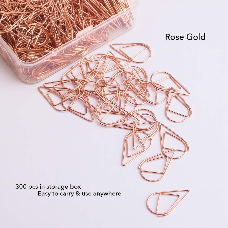VENCINK 300 Pieces Rose Gold Cute Stainless Steel Drop-Shaped Paper Clips for School Office Supplies Baby Shower Wedding Invitations Crafts Scrapbooking Bookmarks Kids Women Planners by VENCINK - Image 3